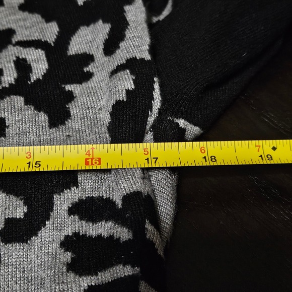 DKNY Vintage Black & White Abstract Damask Open Front Cardigan M - Picture 4 of 7